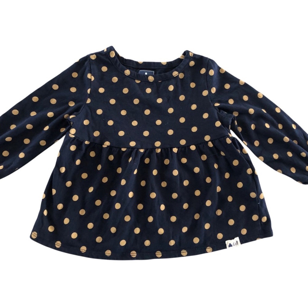 GAP Blue Long Sleeve swing Tee with Playful Polka Dots